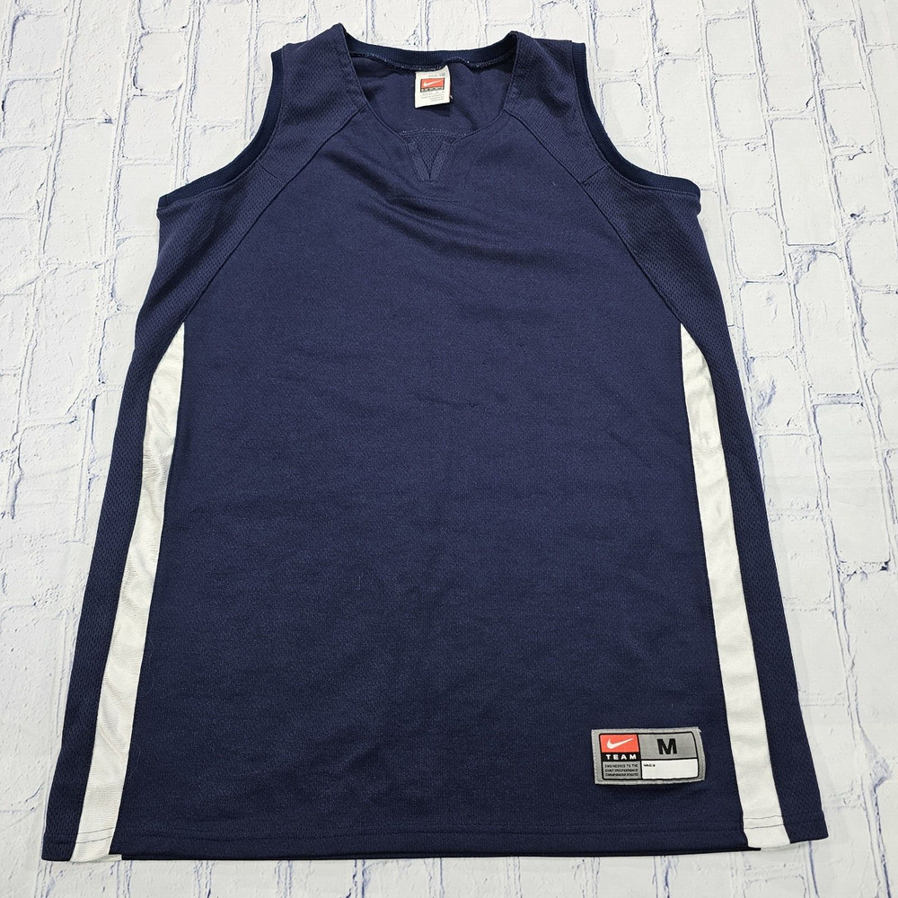 NIKE Team Blue White Blank Basketball Sleeveless Jersey Y2K WOMENS SIZE M